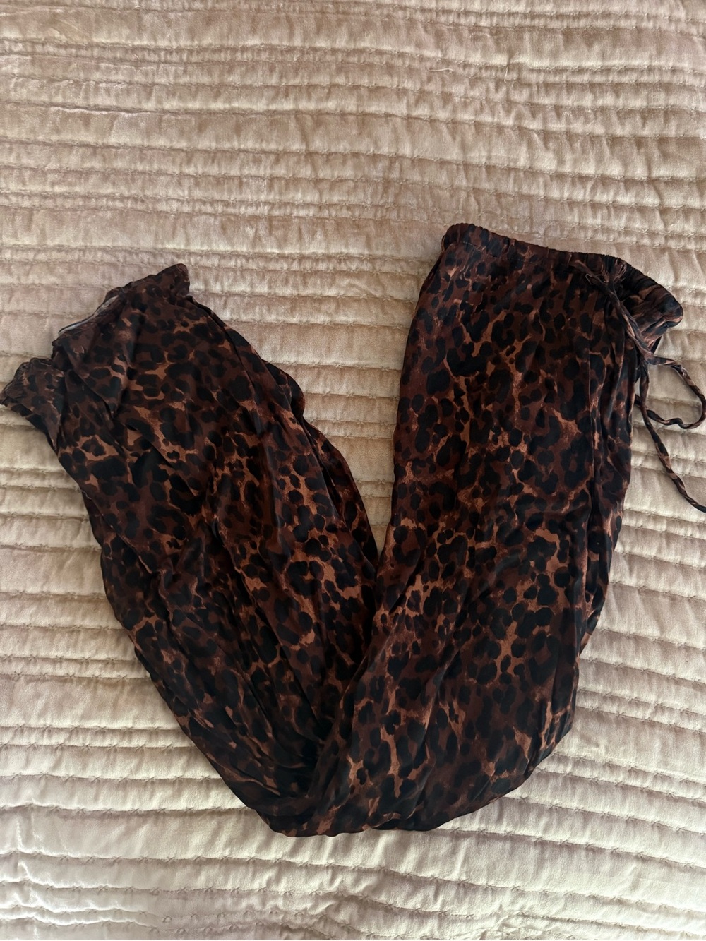 Topshop Brown and Black Leopard Print Wide-Leg Pants